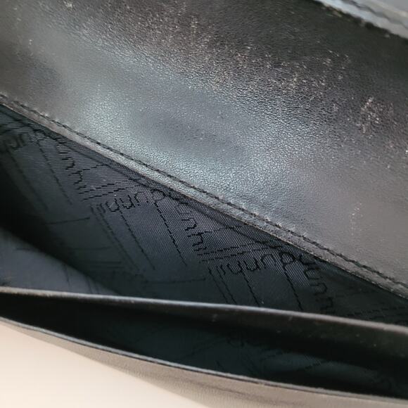 Dunhill Designer Checkbook Card Slim Bill Holder Wallet Black Bifold Leather - Picture 4 of 10